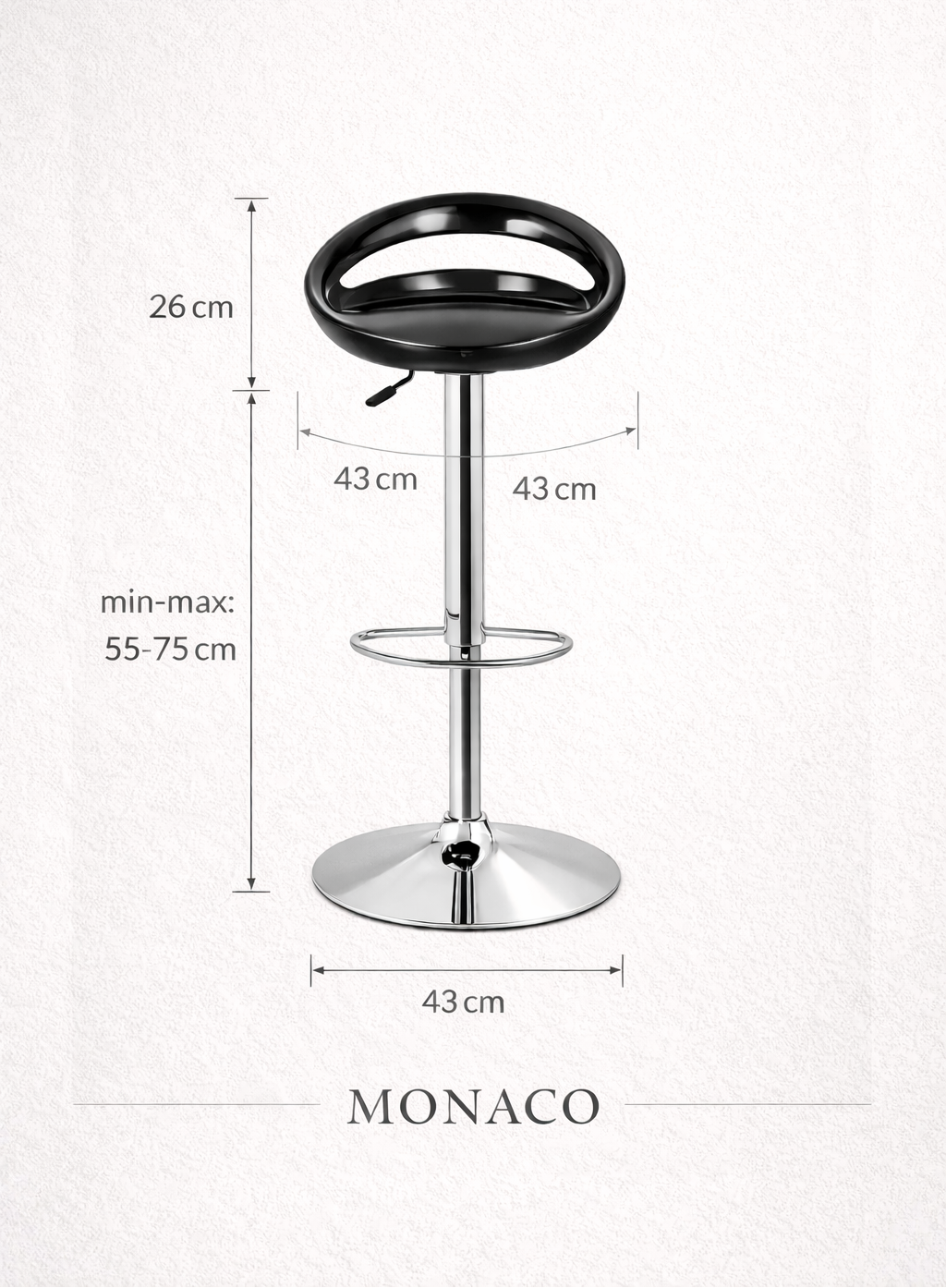 Chaise de bar Monaco – Lot de 2