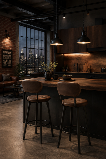 Chaise de bar New York industrielle – Lot de 2