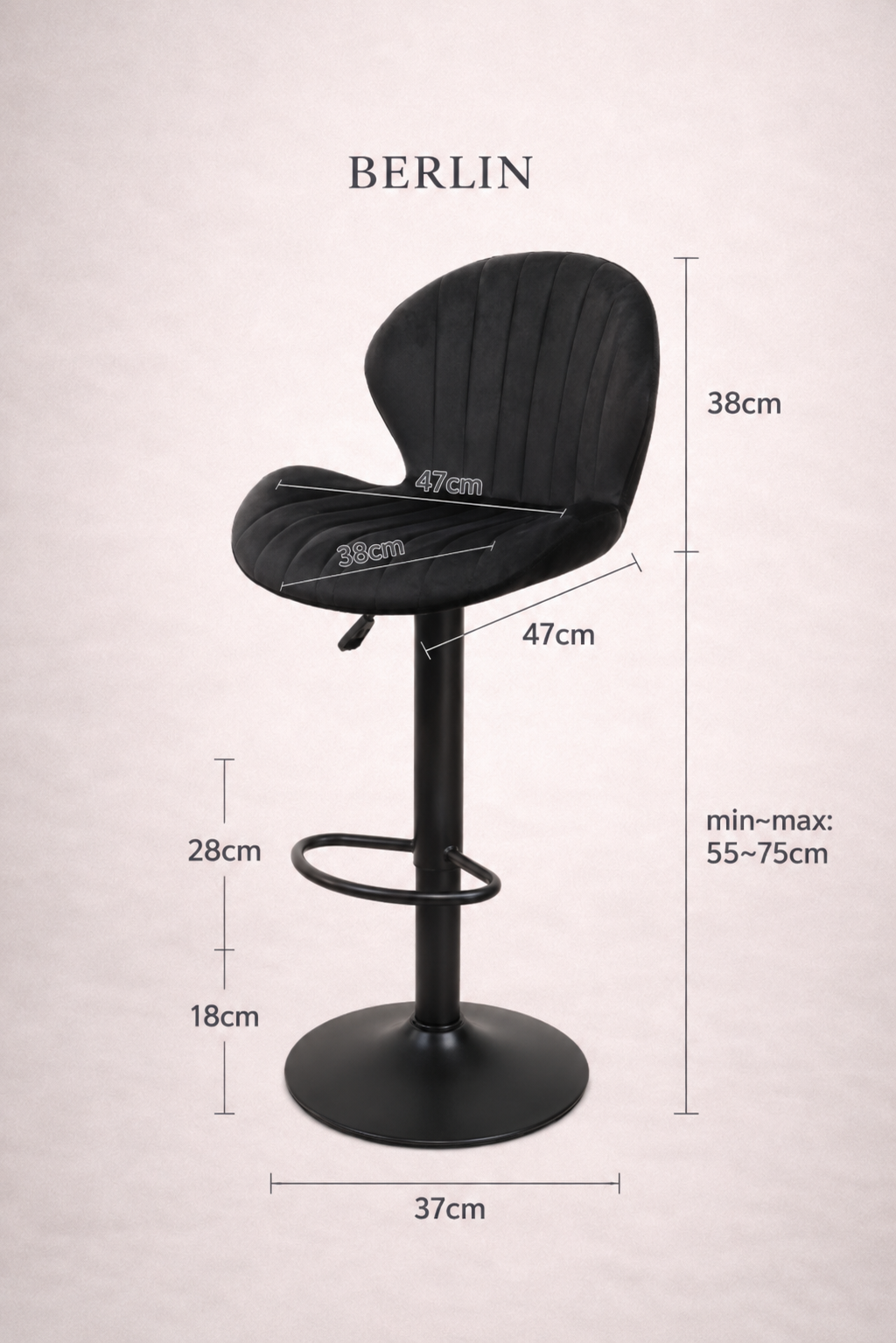 Chaise de bar réglable Berlin – Lot de 2