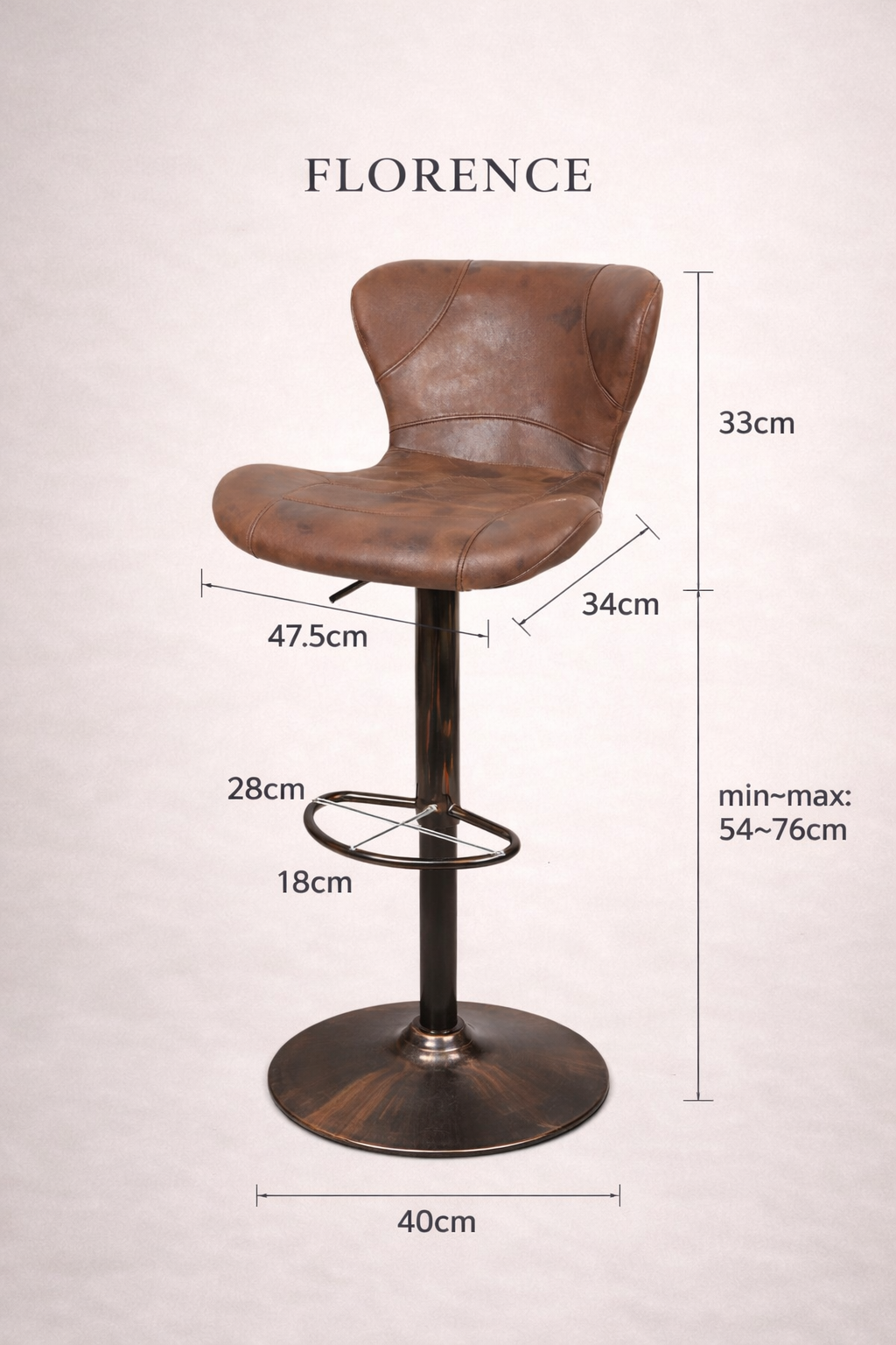 Chaise de bar Florence – Lot de 2